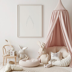 pastel pink kid room design with teddy bear