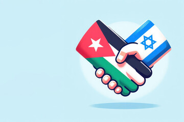 Hand-wringing of the Israeli and Palestinian flags. Space for text.