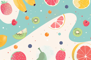 Abstract food background with ingredients such as fruits vegetables and spices