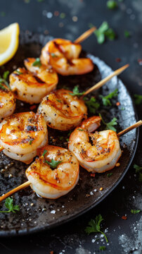 grilled shimp with vegetables