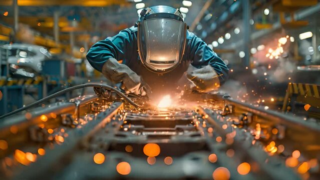 a welder in a factory.generative ai