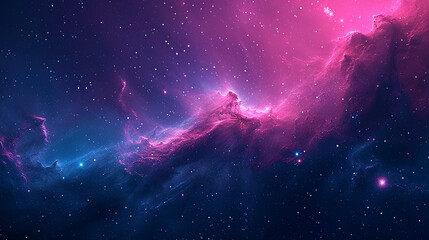 A beautiful and colorful space scene with a purple cloud in the background - obrazy, fototapety, plakaty