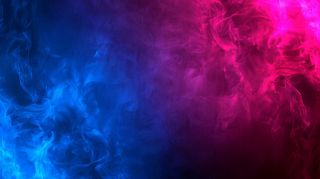 A blue and pink background with smoke and fire
