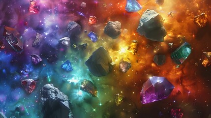 Cosmic Rocks and Stardust Abstract Artwork