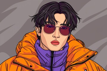 Urban Style Icon: Fashionable Male Character with Sunglasses