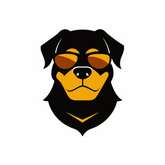 rottweiler wearing sunglasses vector illustration