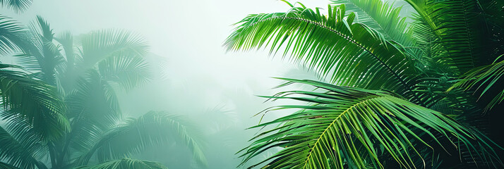 A lush green palm tree with a cloudy sky in the background
