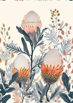 water color painting of flower, bouget  for spring love