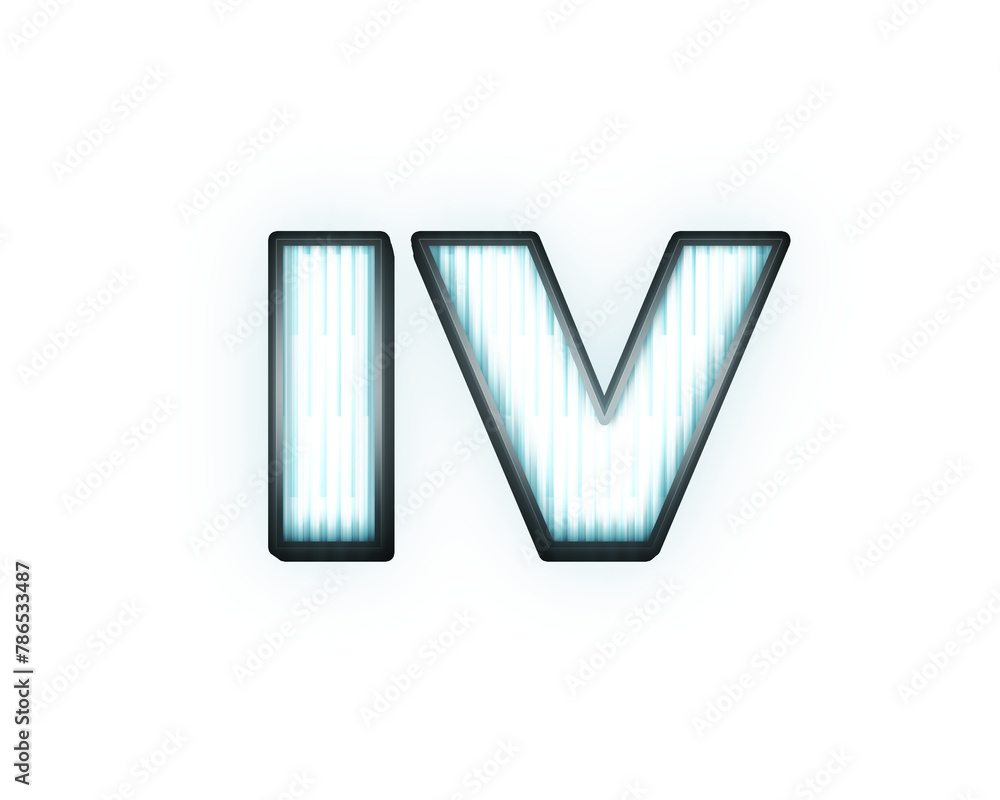 Fototapete iv roman numeral in car headlamp style 3d illustration text effect on transparent background