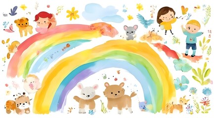 Obraz na płótnie Canvas Kids_paint_Quarantine_fun_Child_painting_rainbow_sig_0(1).jpg,