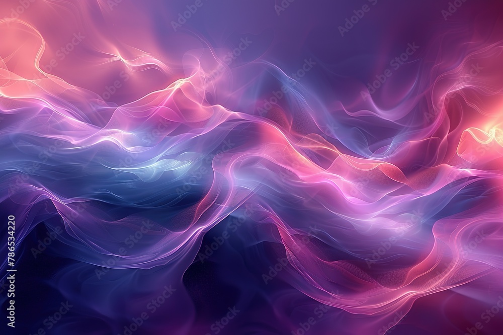 Poster abstract purple and blue background with blurred shapes of light, a soft gradient that transitions f
