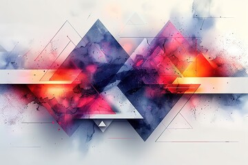 Abstract vector background with colorful geometric shapes and triangles on the white