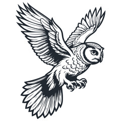 Obraz premium Flying owl, vector illustration