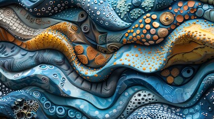 Bring a splash of whimsy to your design with a clay sculpture interpretation of a beach towel clipart, showcasing intricate and lively patterns from a unique tilted perspective - obrazy, fototapety, plakaty