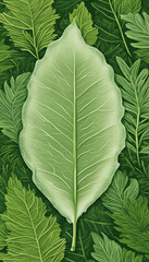 Green Leaf on Green Background