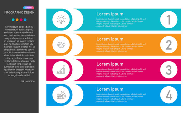 Infographic design template Creative idea working process with 4 steps
