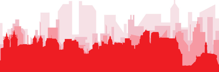 Fototapeta premium Red panoramic city skyline poster with reddish misty transparent background buildings of SALVADOR, BRAZIL