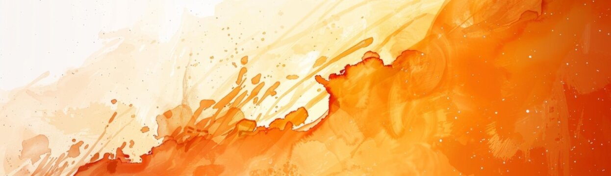 Abstract orange watercolor background banner soft colors, white space in the middle of design Generative AI