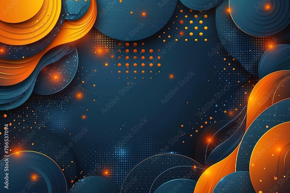 Poster blue and orange background vector presentation design template with geometric shapes element