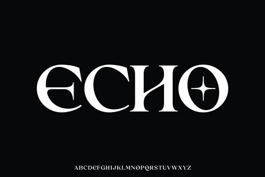 Elegant unique serif alphabet display font vector illustration