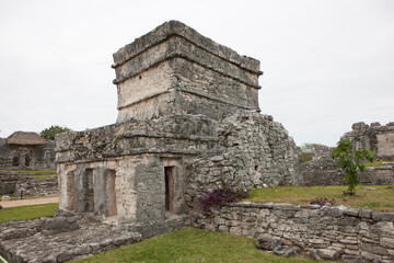 Naklejka premium Mexico ruins of the Mayan city of Tulum on an ordinary winter day