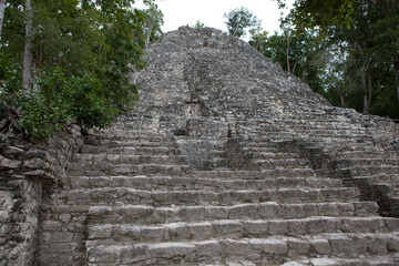 Fototapeta na wymiar Mexico ruins of the Mayan city of Coba on an ordinary winter day