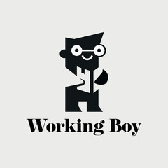 Vector illustration of cute working boy