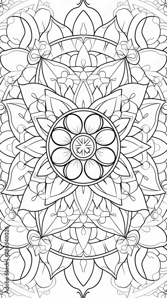 Poster mandala: a circular pattern featuring intricate geometric shapes and designs