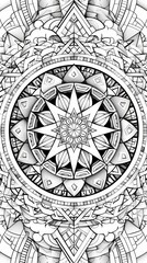 Naklejka premium Mandala: A coloring book page showcasing a mandala with geometric patterns and shapes