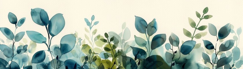 A minimalist watercolor painting of a serene flower garden in shades of sage and pine green, focusing on negative space to create a tranquil retreat of subtle, elegant flowers.