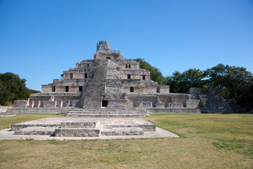 Mexico ruins of the city of Maya Edzna in the evening light