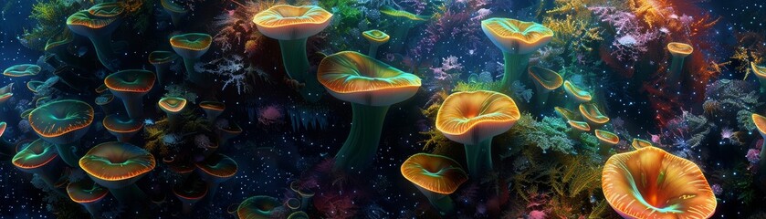 A beautiful and vibrant depiction of a coral reef and other sea life.