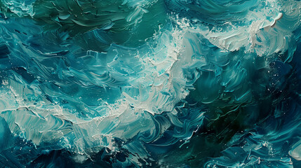 Textured oil paint background with vibrant hues of blue and green. - obrazy, fototapety, plakaty
