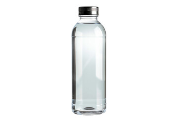 Clear Glass Water Bottle with Stainless Steel Cap - Isolated on White Transparent Background, PNG
