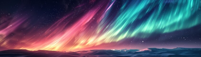 Aurora borealis over arctic landscape - obrazy, fototapety, plakaty