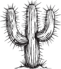 Vector outline cactus in pot