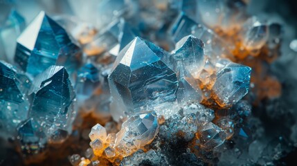 A cluster of blue and yellow crystals.