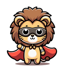 cartoon character of lion super hero - brown and yellow (artwork 4)