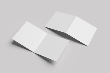 Blank bi-fold square brochure for mockup