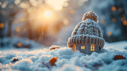 House in Winter Heating System Concept and Comfort,
Warmth and Comfort in Winter - obrazy, fototapety, plakaty