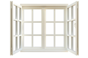 Classic Bay Window Opened Inwards - Isolated on White Transparent Background, PNG
