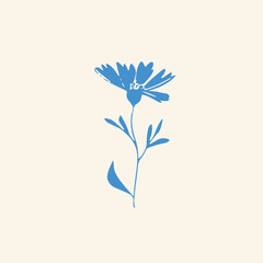 Vector flower Illustration of a flowering branch of a plant in a flat style.