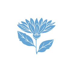 Vector flower Illustration of a flowering branch of a plant in a flat style.