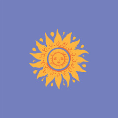 Sun vector, joyful sun, icon, illustration, The sun with a face