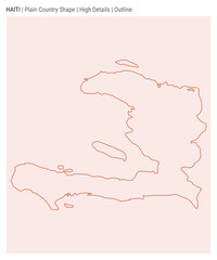 Haiti plain country map. High Details. Outline style. Shape of Haiti. Vector illustration.