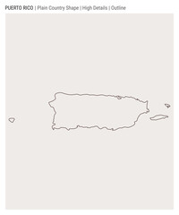 Puerto Rico plain country map. High Details. Outline style. Shape of Puerto Rico. Vector illustration.