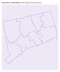 Connecticut, United States. Simple vector map. State shape. Outline Regions style. Border of Connecticut. Vector illustration.