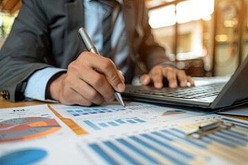 Accountant Doing Accounting And Tax And Financial Ledger