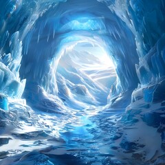 Enchanting Ice Cavern:A Frozen Tundra's Hidden Gem