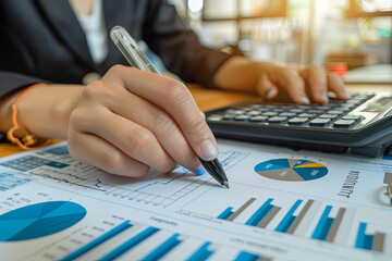 Accountant Doing Accounting And Tax And Financial Ledger